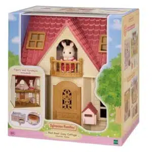 Sylvanian Families Red Roof Cosy Cottage met meisje chocoladekonijn en meubeltjes