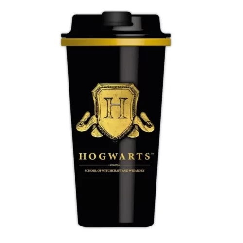 Harry Potter - Hogwarts - Thermische Reisbeker met Schroefdeksel - Geel en Zwart - 450ml