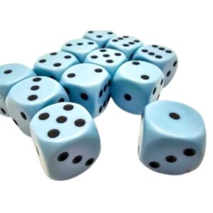 Alternative view of Dobbelstenen D6 (16mm) Opaque Pastel Blue/Black 25666