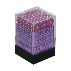 Chessex Opaque 12mm D6 Dobbelstenen Light Purple w/white (36 stuks) 25827