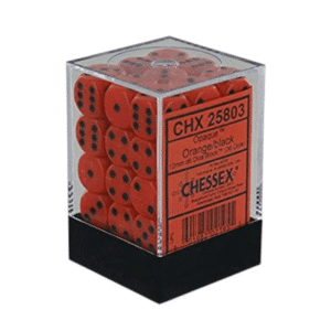 Chessex 36 x D6 Dice Set Opaque 12mm - Orange/Black 25803