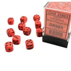Alternative view of 25803 Chessex 36 x D6 Dice Set Opaque 12mm - Orange/Black