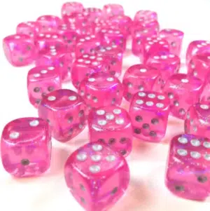 Alternative view of 27984 Chessex Borealis 12mm d6 Pink/silver Luminary Dice Block (36 stuks)