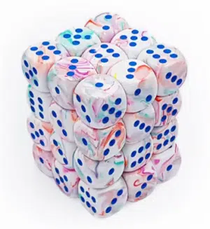 Alternative view of 27944 Chessex Signature 12mm d6 with pips Dice Blocks (36 Dice) - Festive Pop Art /blue