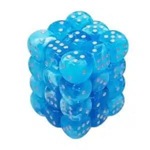 27966 Chessex Signature 12mm d6 with pips Dice Blocks (36 Dice) - Luminary Sky/silver