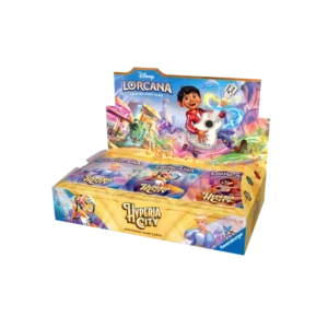 Een Disney Lorcana – Hyperia City-boosterbox bevat 24 boosters