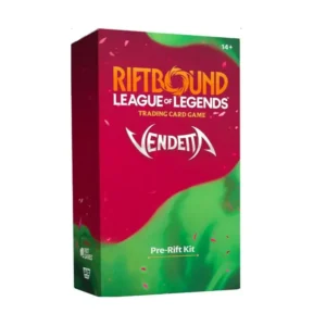 Riftbound Vendatta Prerelease Kit, each Individual kit contains: Contains 1 of 6 varieties of Preconstructed Deck Five Vendetta Boosters 1 Pre-Rift promo card